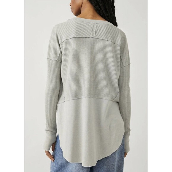 Free People Monterey Thermal Top Cotton Blend Thumb Hole Grey Women Small - Picture 13 of 13